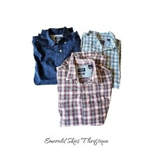 Lot Of 3 Men's Chaps stretch easy care Long Sleeve Button Down Shirts‎ Medium.
